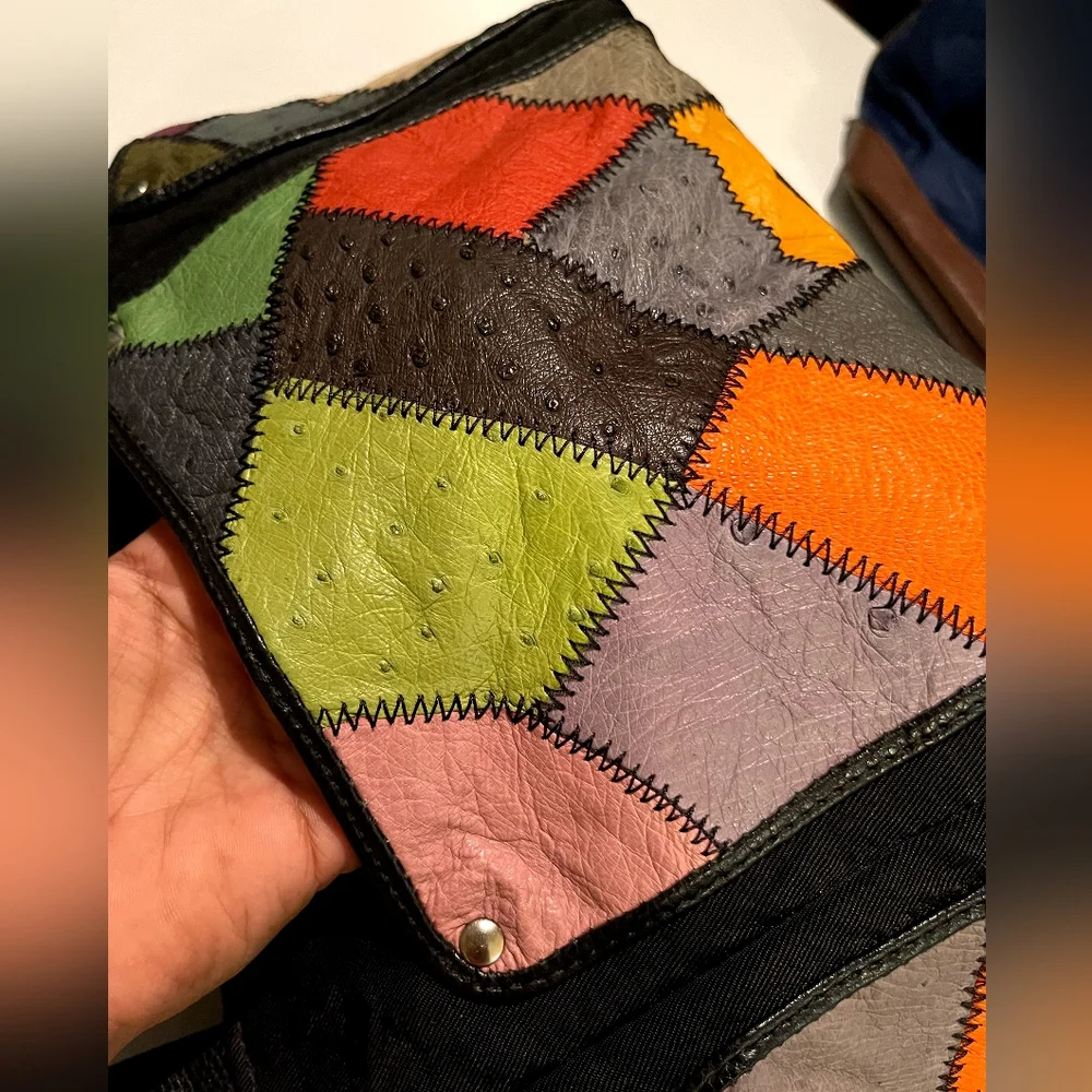 Vintage 80s leather patchwork bag - Picture 5 of 12